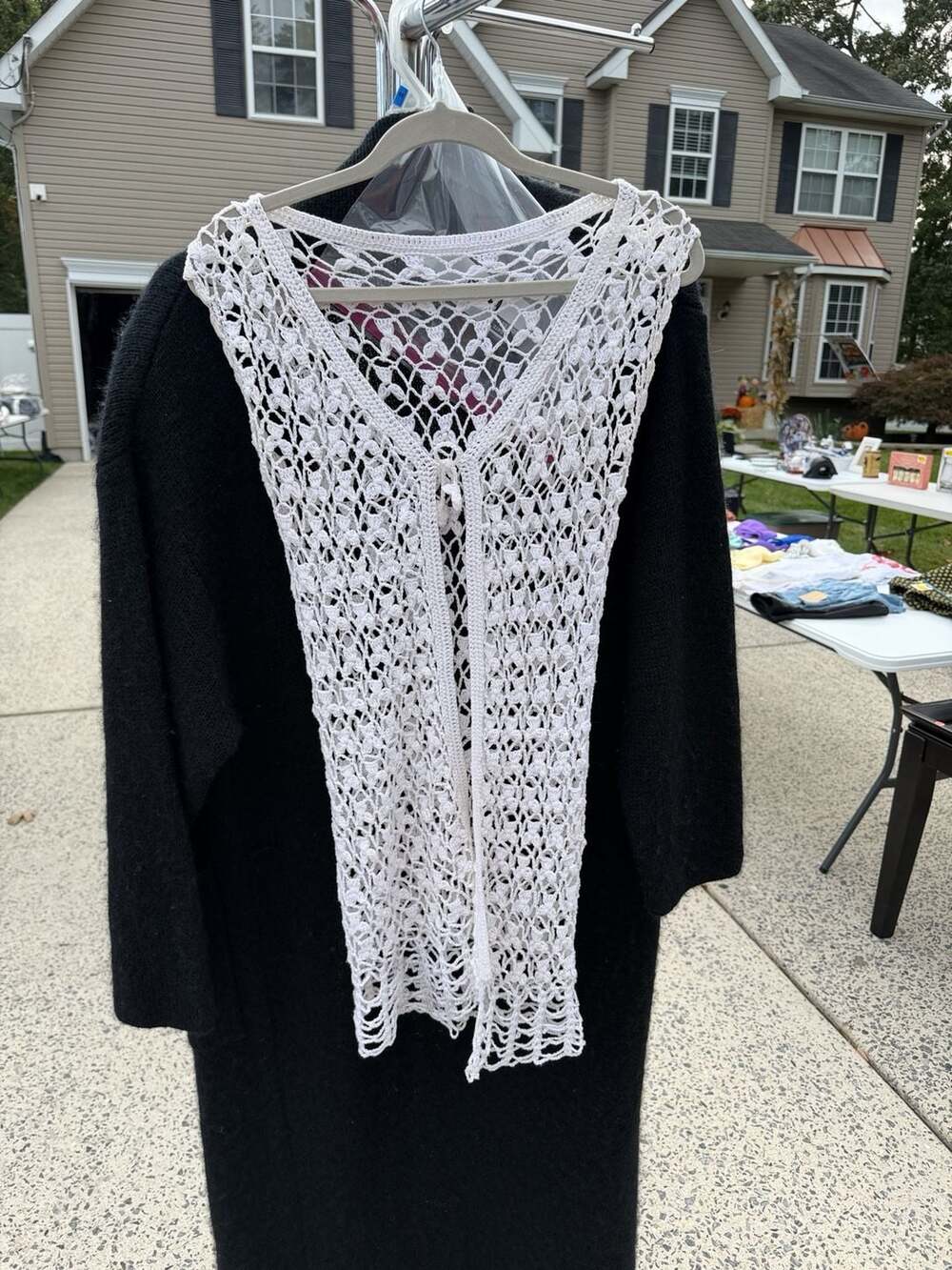 White Crochet Open Front Vest Top (pp-2)